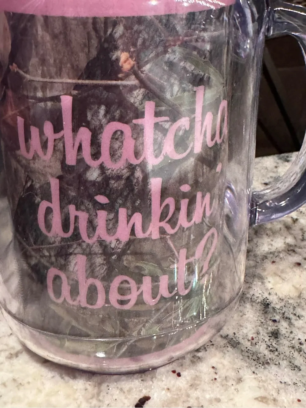 Hand Crafted Pink-Lid Mason Mug with Handle and Straw